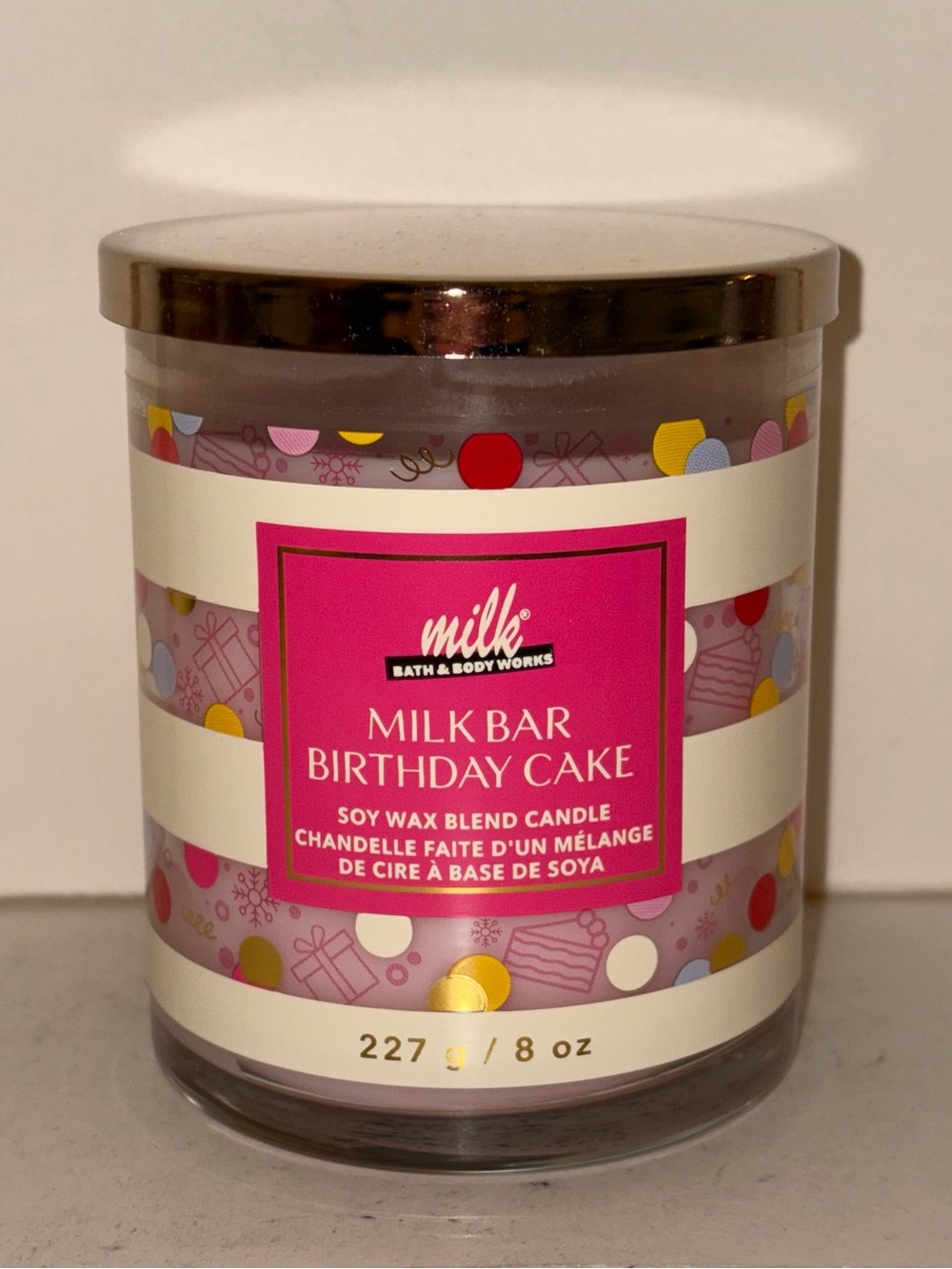 Bath & Body Works Milk Bar Birthday Cake Candle 1 Wick 8oz Discontinued New